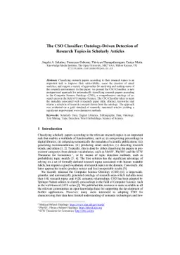 The CSO Classifier: Ontology-Driven Detection of Research Topics in
  Scholarly Articles