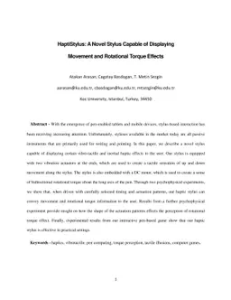 HaptiStylus: A Novel Stylus Capable of Displaying Movement and
  Rotational Torque Effects