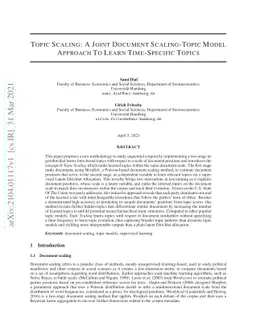 Topic Scaling: A Joint Document Scaling -- Topic Model Approach To Learn
  Time-Specific Topics