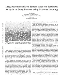 Drug Recommendation System based on Sentiment Analysis of Drug Reviews
  using Machine Learning