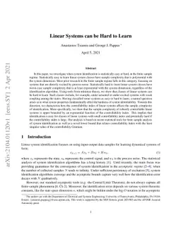 Linear Systems can be Hard to Learn