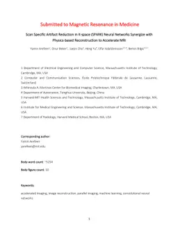 Scan Specific Artifact Reduction in K-space (SPARK) Neural Networks
  Synergize with Physics-based Reconstruction to Accelerate MRI