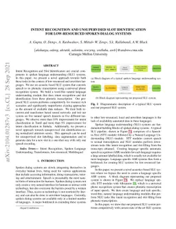 Intent Recognition and Unsupervised Slot Identification for Low
  Resourced Spoken Dialog Systems