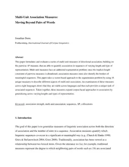 Multi-Unit Directional Measures of Association: Moving Beyond Pairs of
  Words