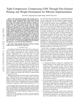 Tight Compression: Compressing CNN Through Fine-Grained Pruning and
  Weight Permutation for Efficient Implementation