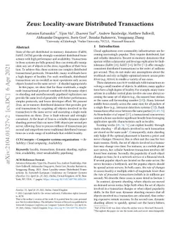 Zeus: Locality-aware Distributed Transactions