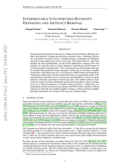 Interpretable Unsupervised Diversity Denoising and Artefact Removal