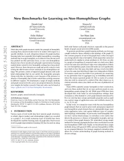New Benchmarks for Learning on Non-Homophilous Graphs
