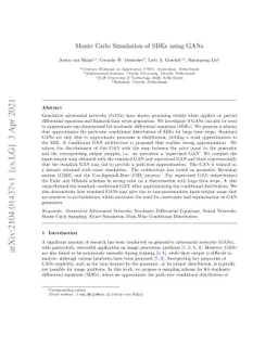 Monte Carlo Simulation of SDEs using GANs