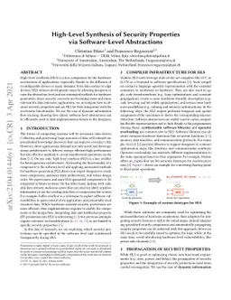 High-Level Synthesis of Security Properties via Software-Level
  Abstractions