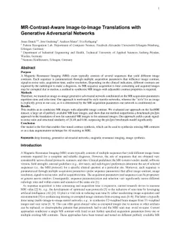 MR-Contrast-Aware Image-to-Image Translations with Generative
  Adversarial Networks