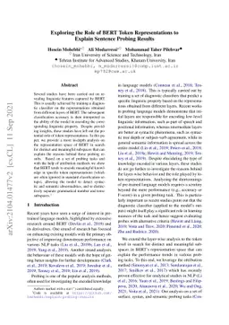 Exploring the Role of BERT Token Representations to Explain Sentence
  Probing Results