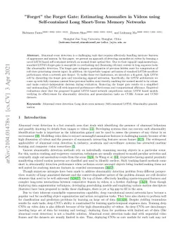 "Forget" the Forget Gate: Estimating Anomalies in Videos using
  Self-contained Long Short-Term Memory Networks