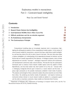 Explanatory models in neuroscience: Part 2 -- constraint-based
  intelligibility