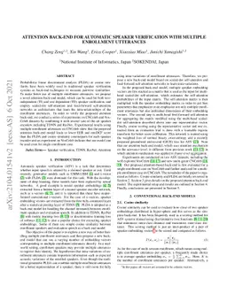 Attention Back-end for Automatic Speaker Verification with Multiple
  Enrollment Utterances