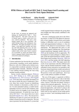 IITK@Detox at SemEval-2021 Task 5: Semi-Supervised Learning and Dice
  Loss for Toxic Spans Detection