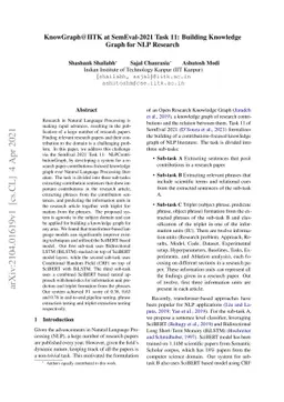 KnowGraph@IITK at SemEval-2021 Task 11: Building KnowledgeGraph for NLP
  Research