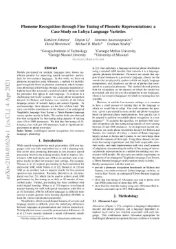 Phoneme Recognition through Fine Tuning of Phonetic Representations: a
  Case Study on Luhya Language Varieties