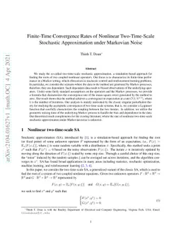 Finite-Time Convergence Rates of Nonlinear Two-Time-Scale Stochastic
  Approximation under Markovian Noise