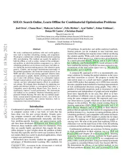 SOLO: Search Online, Learn Offline for Combinatorial Optimization
  Problems