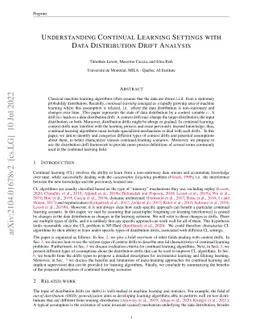 Understanding Continual Learning Settings with Data Distribution Drift
  Analysis