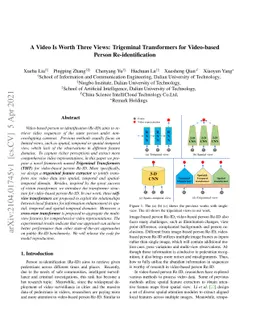A Video Is Worth Three Views: Trigeminal Transformers for Video-based
  Person Re-identification