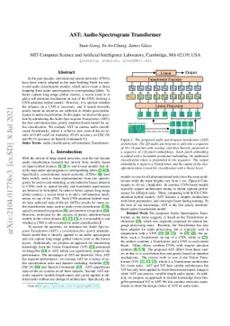 AST: Audio Spectrogram Transformer