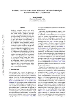 BBAEG: Towards BERT-based Biomedical Adversarial Example Generation for
  Text Classification