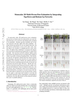 Monocular 3D Multi-Person Pose Estimation by Integrating Top-Down and
  Bottom-Up Networks