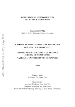 Deep Neural Networks for Relation Extraction