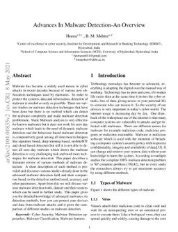 Advances In Malware Detection- An Overview