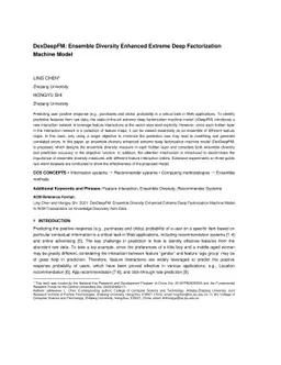 DexDeepFM: Ensemble Diversity Enhanced Extreme Deep Factorization
  Machine Model