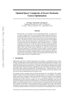 Optimal Query Complexity of Secure Stochastic Convex Optimization