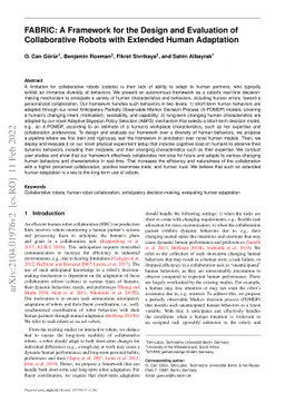 FABRIC: A Framework for the Design and Evaluation of Collaborative
  Robots with Extended Human Adaptation