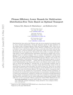 Pitman Efficiency Lower Bounds for Multivariate Distribution-Free Tests
  Based on Optimal Transport