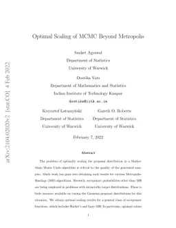 Optimal Scaling of MCMC Beyond Metropolis