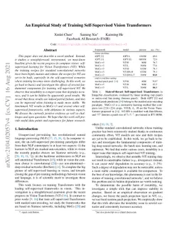 An Empirical Study of Training Self-Supervised Vision Transformers