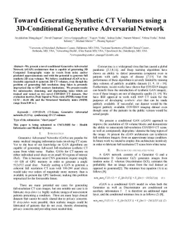 Toward Generating Synthetic CT Volumes using a 3D-Conditional Generative
  Adversarial Network