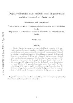 Objective Bayesian meta-analysis based on generalized multivariate
  random effects model