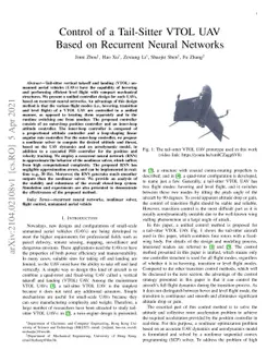 Control of a Tail-Sitter VTOL UAV Based on Recurrent Neural Networks