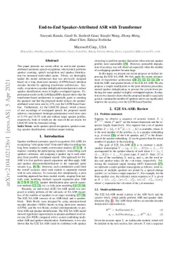 End-to-End Speaker-Attributed ASR with Transformer