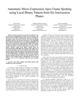 Automatic Micro-Expression Apex Frame Spotting using Local Binary
  Pattern from Six Intersection Planes