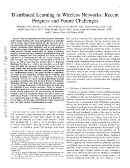 Distributed Learning in Wireless Networks: Recent Progress and Future
  Challenges