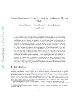 Robust Classification Under $\ell_0$ Attack for the Gaussian Mixture
  Model