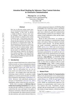 Attention Head Masking for Inference Time Content Selection in
  Abstractive Summarization