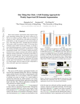 One Thing One Click: A Self-Training Approach for Weakly Supervised 3D
  Semantic Segmentation