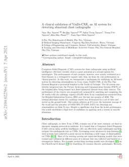 A clinical validation of VinDr-CXR, an AI system for detecting abnormal
  chest radiographs