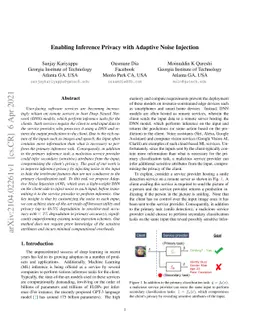 Enabling Inference Privacy with Adaptive Noise Injection