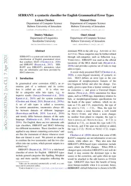 SERRANT: a syntactic classifier for English Grammatical Error Types