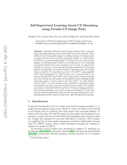 Self-Supervised Learning based CT Denoising using Pseudo-CT Image Pairs